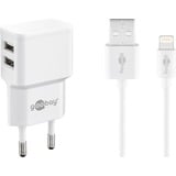 goobay 44979 chargeur d'appareils mobiles Blanc Intérieure Blanc, Intérieure, Secteur, 5 V, 2,4 A, 1 m, Blanc