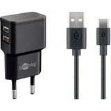 goobay USB-C Dual Charging Set 2,4 A, Chargeur Noir