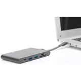 Digitus Station d’accueil Universal Travel, USB Type-C™, Station d'accueil Noir, USB Type-C™, Avec fil, USB 3.2 Gen 1 (3.1 Gen 1) Type-C, 100 W, 10,100,1000 Mbit/s, Noir, MMC, MicroSD (TransFlash), MicroSDXC, SD