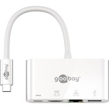 goobay Adaptateur multiport USB-C (HDMI + Ethernet, PD), Hub USB Blanc