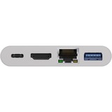goobay Adaptateur multiport USB-C (HDMI + Ethernet, PD), Hub USB Blanc