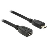 DeLOCK 0.5m USB 2.0 câble USB 0,5 m Micro-USB B Noir, Câble d'extension Noir, 0,5 m, Micro-USB B, Micro-USB B, USB 2.0, Mâle/Femelle, Noir