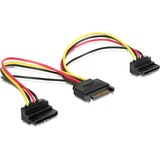 DeLOCK 60128 câble d'alimentation interne 0,15 m, Câble en Y 0,15 m, SATA 15 broches, 2 x SATA 15 broches, Mâle, Femelle, Droit