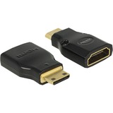 DeLOCK 65665 câble vidéo et adaptateur Mini-HDMI HDMI Noir Noir, Mini-HDMI, HDMI, Mâle, Femelle, Or, 3840 x 2160 pixels