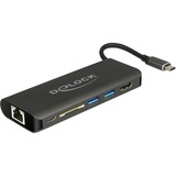 DeLOCK 87721 hub & concentrateur USB 3.2 Gen 1 (3.1 Gen 1) Type-A Noir, Station d'accueil Anthracite, USB 3.2 Gen 1 (3.1 Gen 1) Type-A, HDMI, USB 3.2 Gen 1 (3.1 Gen 1) Type-A, USB 3.2 Gen 1 (3.1 Gen 1) Type-C, MMC, SD, SDHC, SDXC, Noir, 0,15 m, USB