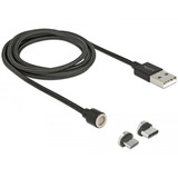DeLOCK Ensemble de câbles de données et de charge USB magnétiques pour Micro USB / USB Type-C Noir, 1,1 mètre