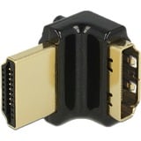 DeLOCK HDMI-A/HDMI-A, F/M, 90° Noir, Adaptateur Noir, F/M, 90°, HDMI, HDMI, Femelle, Mâle, Or, 3840 x 2160 pixels