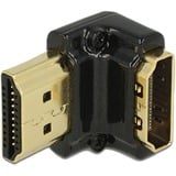 DeLOCK HDMI-A/HDMI-A male, F/M, 90° Noir, Adaptateur Noir, F/M, 90°, HDMI, HDMI, Femelle, Mâle, Or, 3840 x 2160 pixels