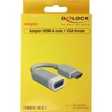 DeLOCK HDMI A > VGA, Adaptateur Gris, 0,15 mètres