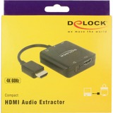 DeLOCK HDMI Audio Extractor 4K 60 Hz, Adaptateur Noir