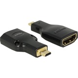 DeLOCK HDMI Micro-D/HDMI-A, M/F, 4K Micro-HDMI Noir, Adaptateur Noir, M/F, 4K, Micro-HDMI, HDMI, Mâle, Femelle, Or, 3840 x 2160 pixels