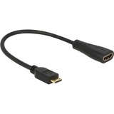 DeLOCK Mini HDMI C > HDMI A, Adaptateur Noir, 0,23 mètres