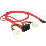 DeLOCK Mini SAS SFF-8087 > 4 x SAS SFF-8482 + alimentation, Adaptateur Rouge/Noir, 1 mètre