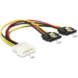 DeLOCK Power Molex 4-pin male > 2 x SATA 15-pin, Câble en Y Noir/Rouge, 0,2 mètres