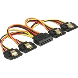 DeLOCK SATA 15-Pin power > SATA 15-Pin power 4x, Câble Noir/Rouge, 0,15 mètres