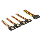 DeLOCK SATA 15-Pin power > SATA 15-Pin power 4x, Câble Noir/Rouge, 0,15 mètres