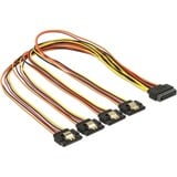 DeLOCK SATA 15 pin power > SATA 15 pin power 4x, Câble Noir/Rouge, 50 cm