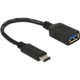 DeLOCK SuperSpeed USB-C 3.1, Gen 1 mâle > USB-A femelle, Adaptateur Noir, 0,15 mètre