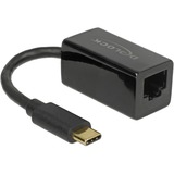 DeLOCK SuperSpeed USB-C (USB 3.1 Gen 1) male > Gigabit LAN 10/100/1000 Mbps compact, Adaptateur Noir, 0,135 mètres
