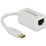 DeLOCK SuperSpeed USB-C (USB 3.1 Gen 1) male > Gigabit LAN 10/100/1000 Mbps compact, Adaptateur Blanc, 0,135 mètres