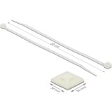 DeLOCK Support de serre-câbles 30 x 30 mm avec serre-câbles L 200 x L 4,8 mm Blanc, 10 pièces