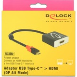 DeLOCK USB-C male > HDMI female (DP Alt Mode), Adaptateur Noir, 0,2 mètres, 4K 30Hz