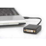 Digitus Adaptateur USB 3.0 vers DVI Noir, 1920 x 1080 pixels, 1080p, Noir, Ampoule, 45 mm, 17 mm