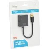 Digitus Adaptateur USB 3.0 vers DVI Noir, 1920 x 1080 pixels, 1080p, Noir, Ampoule, 45 mm, 17 mm