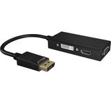 ICY BOX IB-AC1031 DisplayPort DVI-D + VGA (D-Sub) + HDMI Noir, Adaptateur Noir, DisplayPort, DVI-D + VGA (D-Sub) + HDMI, Mâle, Femelle, Droit, 3840 x 2160 pixels