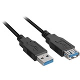 Sharkoon 1m, 2xUSB3.0-A câble USB USB 3.2 Gen 1 (3.1 Gen 1) USB A Noir, Câble d'extension Noir, 2xUSB3.0-A, 1 m, USB A, USB A, USB 3.2 Gen 1 (3.1 Gen 1), Mâle/Femelle, Noir