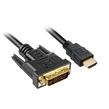 Sharkoon 2m, HDMI/DVI-D Noir, Adaptateur Noir, HDMI/DVI-D, 2 m, HDMI, DVI-D, Mâle, Mâle, 1920 x 1080 pixels