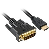 Sharkoon Câble HDMI > DVI-D 3m, Adaptateur Noir, Single-Link, Bulk