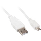 Sharkoon 4044951015511 câble USB 0,5 m USB 2.0 USB A Micro-USB B Blanc Blanc, 0,5 m, USB A, Micro-USB B, USB 2.0, Mâle/Mâle, Blanc