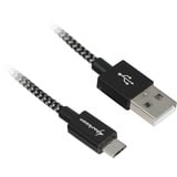 Sharkoon Câble USB 2.0, USB-A > micro-USB B Noir/gris, 2 mètres