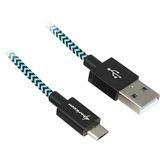 Sharkoon Câble USB 2.0, USB-A > micro-USB B Noir/Bleu clair, 2 mètres