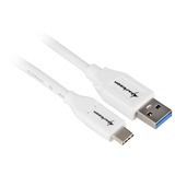 Sharkoon Câble USB 3.2, USB-A > USB-C Blanc, 0,5 mètre