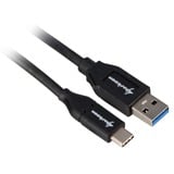 Sharkoon USB 3.1 Gen 2-A > USB-C, Câble Noir, 1 mètre