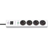 Brennenstuhl 1150610324 multiprise 2 m 4 sortie(s) CA Blanc Blanc, 2 m, 4 sortie(s) CA, Blanc, 19,5 A, Noir