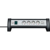 Brennenstuhl 1156250534 multiprise 1,8 m 4 sortie(s) CA Noir, Blanc Noir/Gris clair, 1,8 m, 4 sortie(s) CA, Type F, IP20, Noir, Blanc, 3,1 A