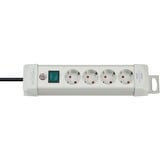 Brennenstuhl 1955540100 protection surtension Gris 4 sortie(s) CA 1,8 m multiprise à 4 prises Gris clair, 4x prises, 4 sortie(s) CA, Type F, Gris, Plastique, 1,8 m