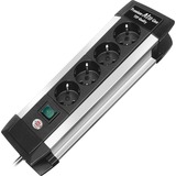 Brennenstuhl BN-1391000014 protecteur contre les surcharges, Multiprise Noir/Argent, 4 sortie(s) CA, Noir, 1,8 m