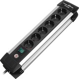 Brennenstuhl BN-1391000016 protecteur contre les surcharges, Multiprise Noir/Argent, 6 sortie(s) CA, Noir, 3 m
