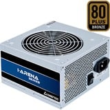 Chieftec GPB-450S unité d'alimentation d'énergie 20+4 pin ATX PS/2 Argent alimentation 450 watt Gris, 1x PCIe, 450 W, 200 - 240 V, 47 - 63 Hz, 3.5 A, Actif, 100 W