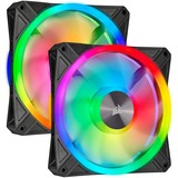 Corsair iCUE QL140 RGB PWM Dual Fan Kit avec Lighting Node CORE, Ventilateur de boîtier Noir