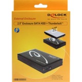 DeLOCK 42490 Boîtier de disques de stockage Noir 2.5", Boîtier disque dur Noir, 2.5", SATA, 6 Gbit/s, Échange à chaud, Noir
