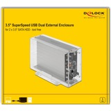 DeLOCK Double boîtier externe pour 2 disques durs SATA de 3,5", Boîtier disque dur Transparent, 42624