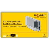 DeLOCK Double boîtier externe pour 2x 2.5" SATA HDD/SSD, Boîtier disque dur Transparent, 42622