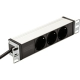 Digitus DN-95411 multiprise 2 m 3 sortie(s) CA Noir 2 m, 3 sortie(s) CA, Type F, Aluminium, Noir, 250 V