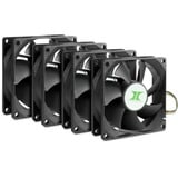 Inter-Tech 88887290 système de refroidissement d’ordinateur Boitier PC Ventilateur 8 cm Noir 4 pièce(s), Ventilateur de boîtier Noir, Ventilateur, 8 cm, 1000 tr/min, 2000 tr/min, 27,2 dB, 30 cfm