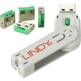 Lindy 40451 bloqueur de port Bloqueur de port + clé USB Type-A Vert Acrylonitrile-Butadiène-Styrène (ABS) 5 pièce(s), Dispositif antivol Vert, Bloqueur de port + clé, USB Type-A, Vert, Acrylonitrile-Butadiène-Styrène (ABS), 5 pièce(s), Sac en polyéthylène